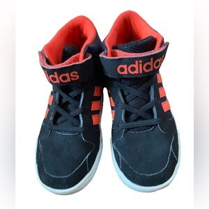 Adidas High Top Neon Orange Black Slip On Strap Sneaker Shoes Kids Size 10 K